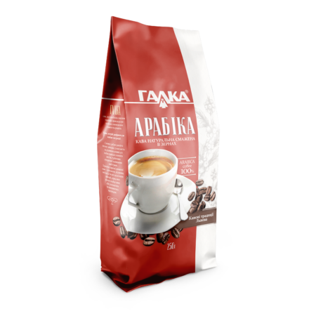 "Арабіка" кава смажена в зернах 250 г (пакет)
