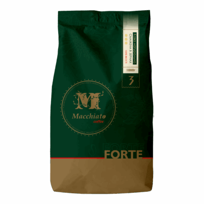 "Macchiato coffee" - "FORTE" Кава натуральна смажена в зернах 1 кг (пакет)