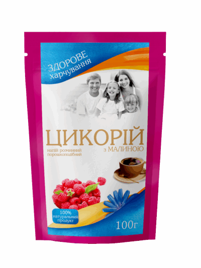 "Цикорій з малиною" напій розчинний 100 г (дой-пак)